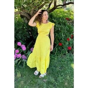 MARISSA WEBB x RTR Yellow Hourglass Waist Cutout Midi Summer Dress Size 4